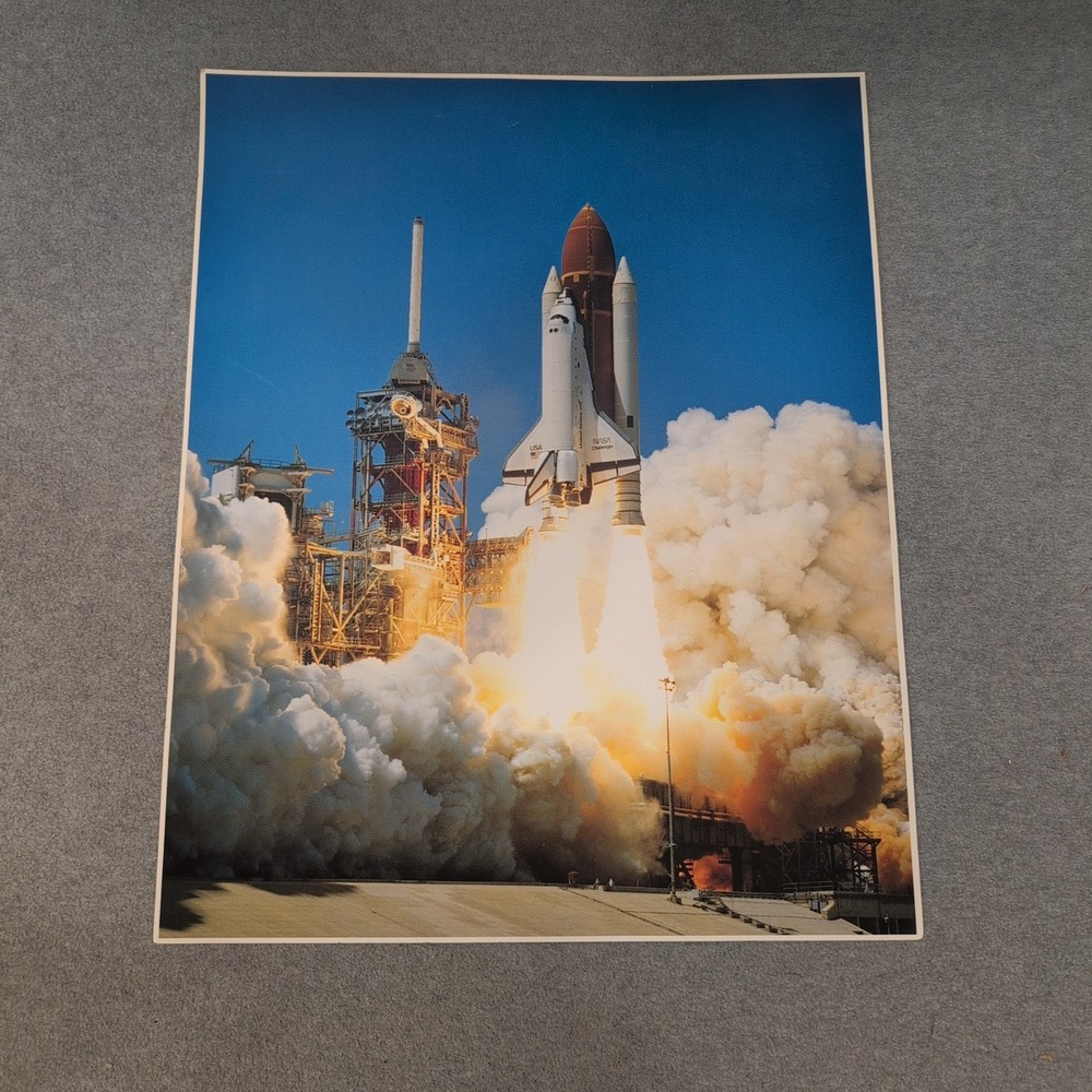 Vtg NASA Space Shuttle Challenger Launch Pad 39A Poster Kimball Concepts 20"×16" - Picture 1 of 4